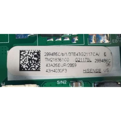 MAIN FUENTE ((COMBO)) PARA TV HISENSE FHD ((ROKU TV)) / NUMERO DE PARTE 299485 / TPD.RT2821T.PB752 / 299486 / 43A35EUR / PANEL JHD425X1F71-T0L1 / DISPLAY HV430FHB-F90 / MODELO 43H4030F3 - Imagen 2